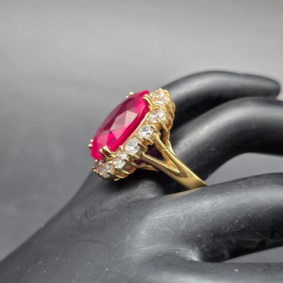 JBK Jacqueline Kennedy Ruby Ring 925 Size 8 Sterling Silver - Picture 2 of 10